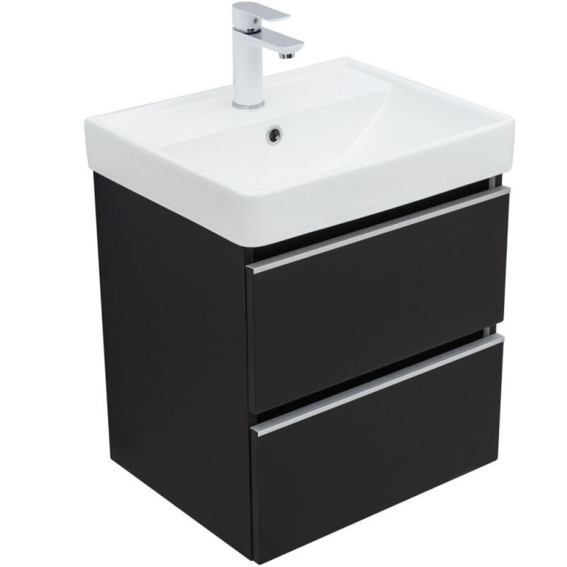 Тумба под раковину Aquanet Вега 2.0, 337952, 50 см, подвесная, черный soft touch