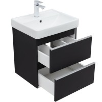 Тумба под раковину Aquanet Вега 2.0, 337952, 50 см, подвесная, черный soft touch
