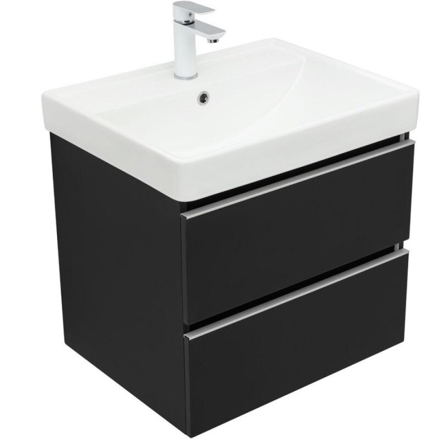 Тумба под раковину Aquanet Вега 2.0, 337953, 60 см, подвесная, черный soft touch
