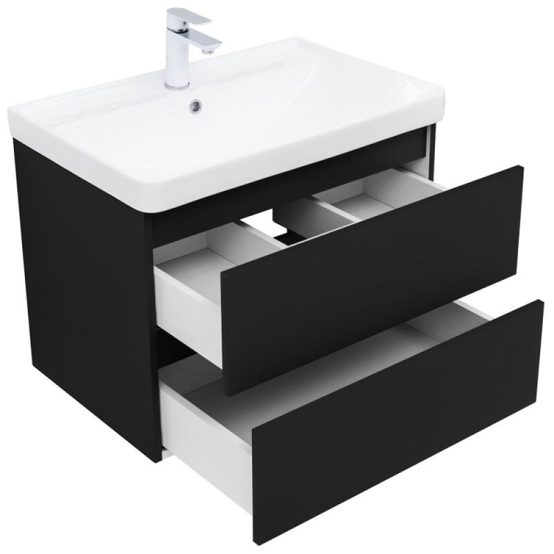 Тумба под раковину Aquanet Вега 2.0, 337954, 70 см, подвесная, черный soft touch