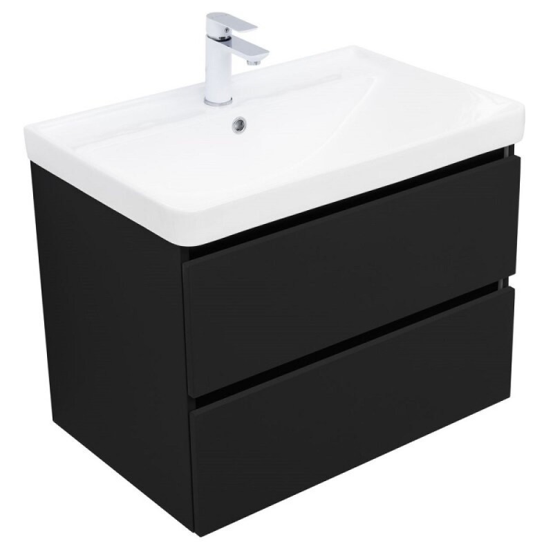 Тумба под раковину Aquanet Вега 2.0, 337954, 70 см, подвесная, черный soft touch