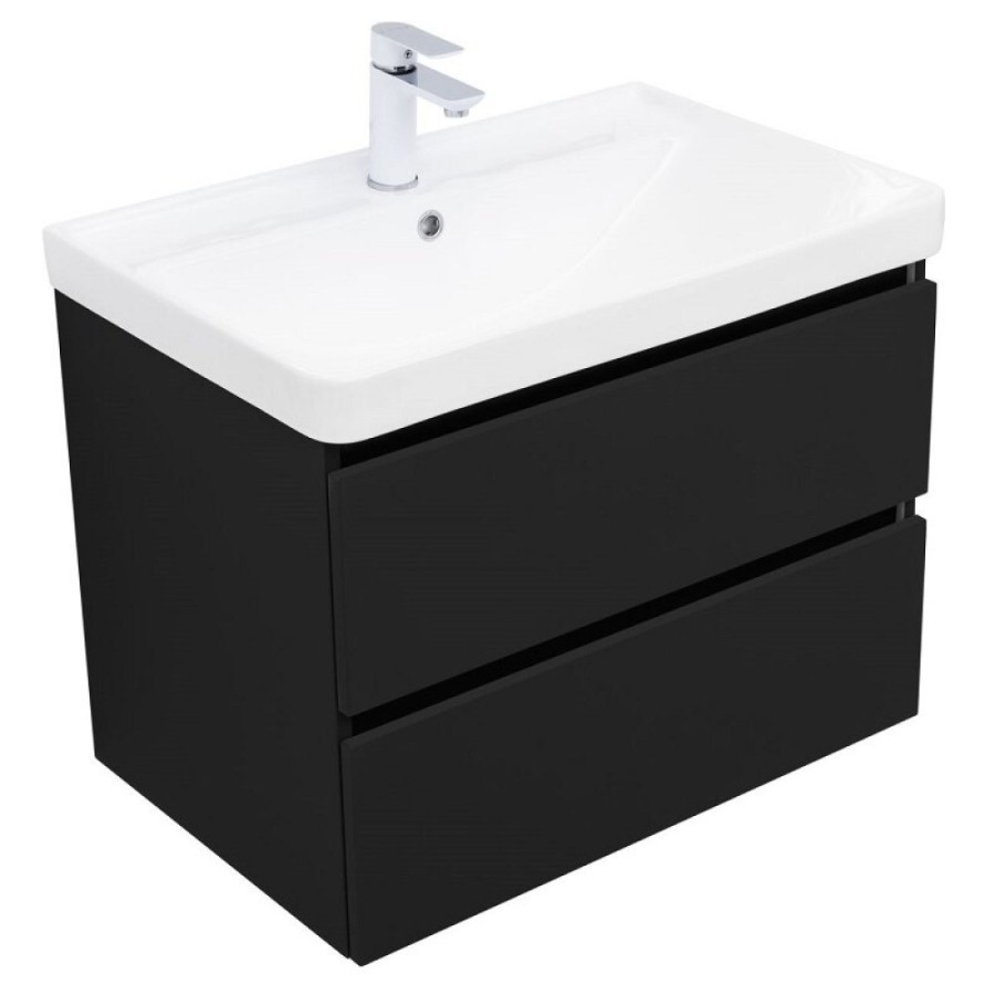 Тумба под раковину Aquanet Вега 2.0, 337954, 70 см, подвесная, черный soft touch