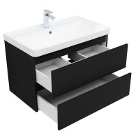 Тумба под раковину Aquanet Вега 2.0, 337955, 80 см, подвесная, черный soft touch