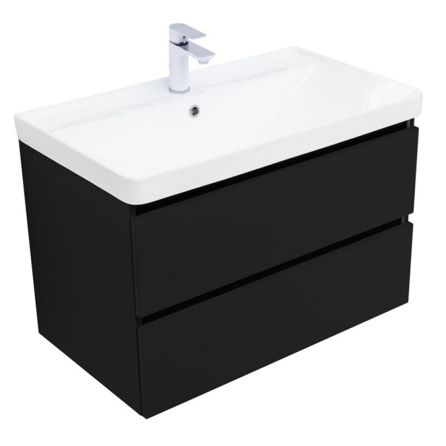 Тумба под раковину Aquanet Вега 2.0, 337955, 80 см, подвесная, черный soft touch