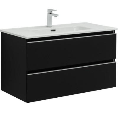 Тумба под раковину Aquanet Вега 2.0, 337956, 90 см, подвесная, черный soft touch