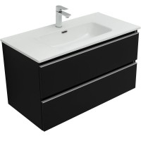 Тумба под раковину Aquanet Вега 2.0, 337956, 90 см, подвесная, черный soft touch