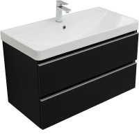 Тумба под раковину Aquanet Вега 2.0, 337956, 90 см, подвесная, черный soft touch