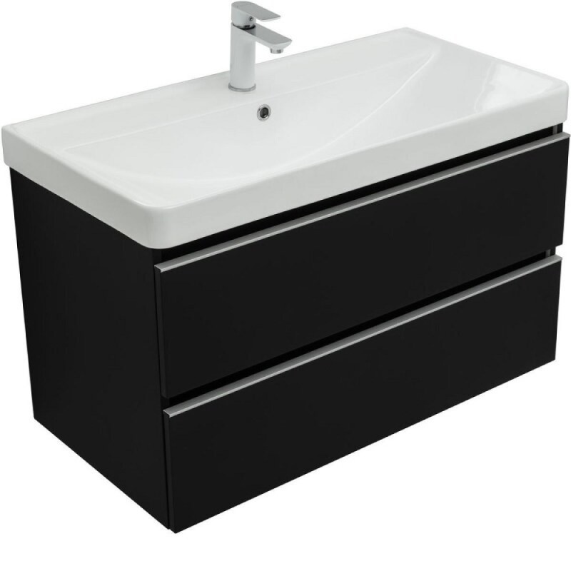 Тумба под раковину Aquanet Вега 2.0, 337956, 90 см, подвесная, черный soft touch