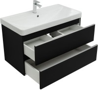 Тумба под раковину Aquanet Вега 2.0, 337956, 90 см, подвесная, черный soft touch