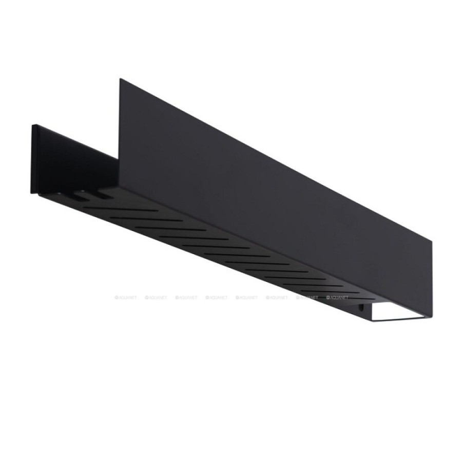 Полка Aquanet Магнум Н 00341535, 90 х 12 см, с крючками, черный матовый