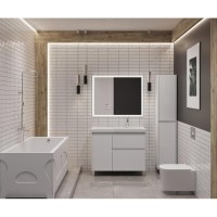 Тумба под раковину Aquanet Nova Lite 2.0, 00346338, 90 см, напольная, R под чашу справа, цвет белый глянец