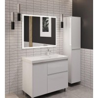 Тумба под раковину Aquanet Nova Lite 2.0, 00346338, 90 см, напольная, R под чашу справа, цвет белый глянец