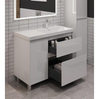 Тумба под раковину Aquanet Nova Lite 2.0, 00346338, 90 см, напольная, R под чашу справа, цвет белый глянец