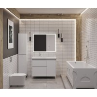 Тумба под раковину Aquanet Nova Lite 2.0, 00346339, 90 см, напольная, L под чашу слева, цвет белый глянец