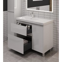 Тумба под раковину Aquanet Nova Lite 2.0, 00346339, 90 см, напольная, L под чашу слева, цвет белый глянец