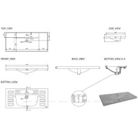 Раковина Aquanet Side 00347434, 110 см, керамика, белая