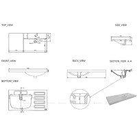 Раковина Aquanet Side 00347437, 100 см, керамика, правая, белая