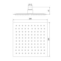Верхний душ Iddis 00520SSI64, 20х20 см, 1 режим струи, без держателя