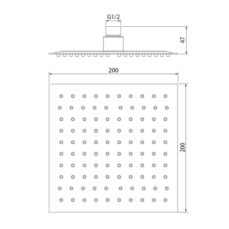 Верхний душ Iddis 00520SSI64, 20х20 см, 1 режим струи, без держателя