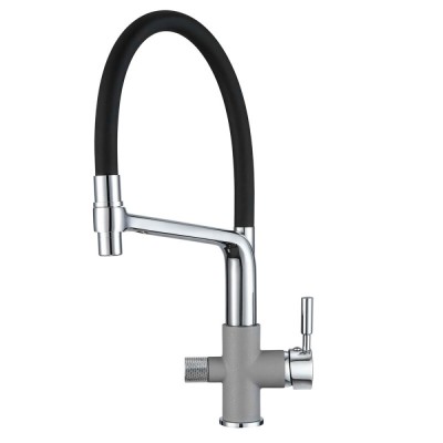 Смеситель Granula GR-0075 0075al, для кухонной мойки, с подключением к фильтру, гибким изливом, алюминиум