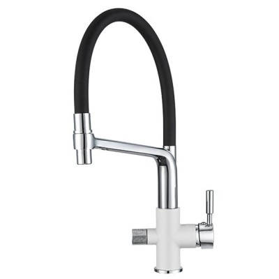 Смеситель Granula GR-0075 0075wh, для кухонной мойки, с подключением к фильтру, гибкий излив, арктик