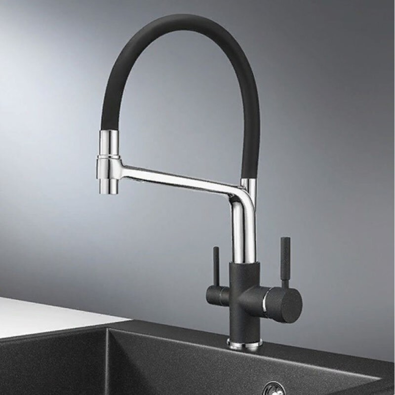 Смеситель Granula GR-0083 0083bl, для кухонной мойки, с подключением к фильтру, черный