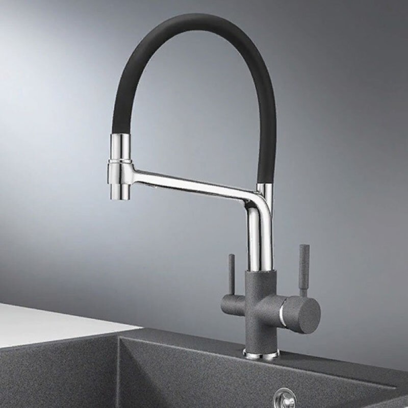 Смеситель Granula GR-0083 0083bg, для кухонной мойки, с подключением к фильтру, графит