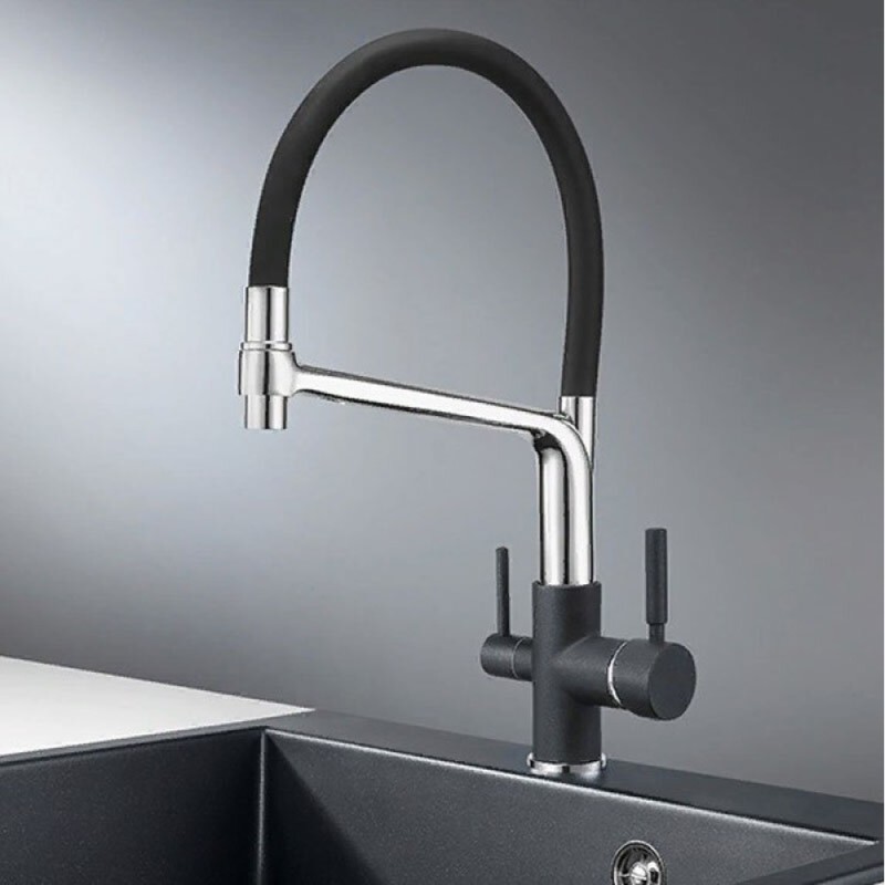 Смеситель Granula GR-0083 0083sv, для кухонной мойки, с подключением к фильтру, шварц