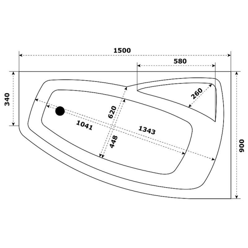 Ванна акриловая Bas Камея Pro, 150 х 90 см, с каркасом, цвет белый, В А0117