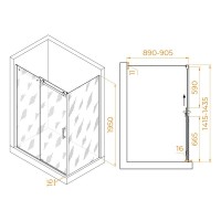 Душевой уголок RGW TO-44, 02074449-11, 140 x 90 х 195 см, дверь раздвижная, стекло прозрачное, хром