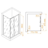 Душевой уголок RGW PA-145, 020814580-11, 100 x 80 см, дверь раздвижная, стекло прозрачное, профиль хром
