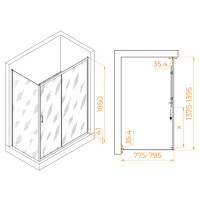Душевой уголок RGW PA-145, 80 x 140 см, стекло прозрачное, профиль хром, 020814584-11