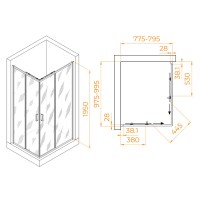 Душевой уголок RGW PA-246 Passage 030824680-11, 80 х 100 см, стекло прозрачное, профиль хром