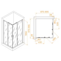Душевой уголок RGW PA-246B Passage 030824690-14, 90 х 100 см, стекло прозрачное, профиль черный