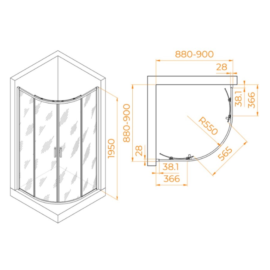 Душевой уголок RGW PA-52B Passage 03085299-14, 90 х 90 см, стекло прозрачное, профиль черный