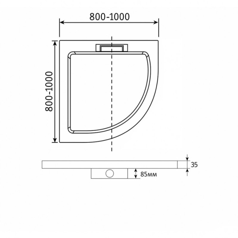 Душевой поддон RGW GWS-31, 90 x 90 см, четверть круга, из искусственного камня, белый, 03150499-01