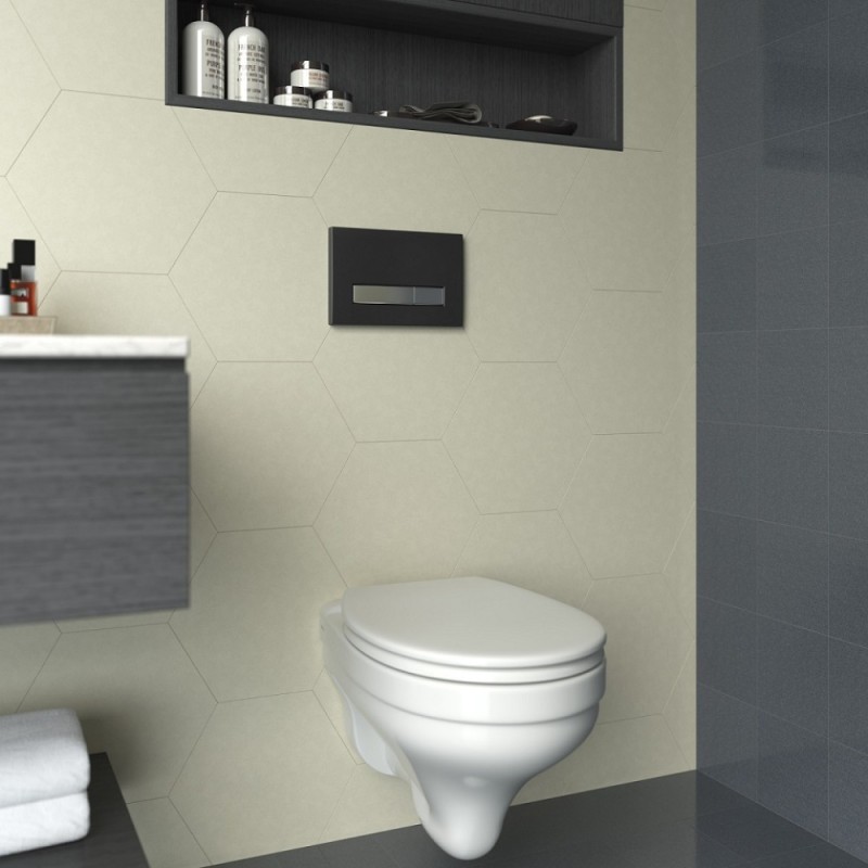 Инсталляция BERGES для скрытого монтажа унитаза АТОМ 410 кнопка Atom Line черная Soft Touch/хром глянец