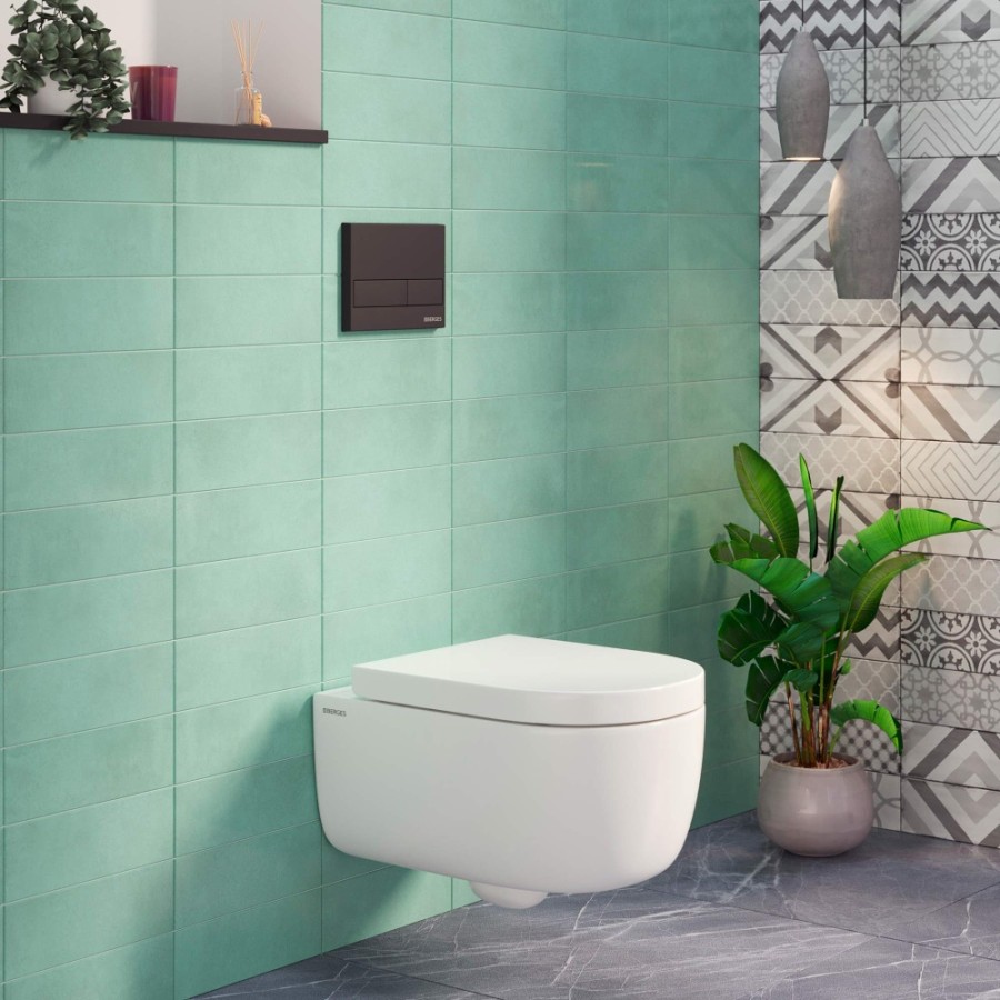 Комплект BERGES для монтажа подвесного унитаза: инсталляция NOVUM525, кнопка L5 Soft Touch черная, унитаз EGO XL 54 см, сиденье дюропласт Toma SO, микролифт, быстросъем