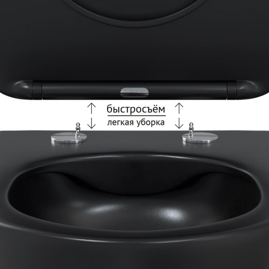Комплект BERGES для монтажа подвесного унитаза: инсталляция NOVUM525, кнопка L5 soft touch черный, унитаз Ventas Black, микролифт, быстросъем