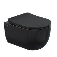 Комплект BERGES для монтажа подвесного унитаза: инсталляция Atom 410, кнопка Atom Line soft touch черный/хром глянец, унитаз Ventas Black, микролифт, быстросъем