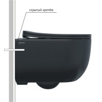 Комплект BERGES для монтажа подвесного унитаза: инсталляция Atom 410, кнопка Atom Line soft touch черный/хром глянец, унитаз Ventas Black, микролифт, быстросъем
