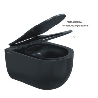 Комплект BERGES для монтажа подвесного унитаза: инсталляция Atom 410, кнопка Atom Line soft touch черный/хром глянец, унитаз Ventas Black, микролифт, быстросъем