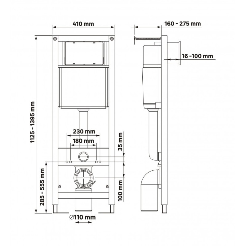Комплект BERGES: инсталляция АТОМ 410 кнопка Atom Line черная Soft Touch, унитаз FLOE S Rimless 51 см, сидение дюропласт Floe S Slim SO, микролифт, быстросъём