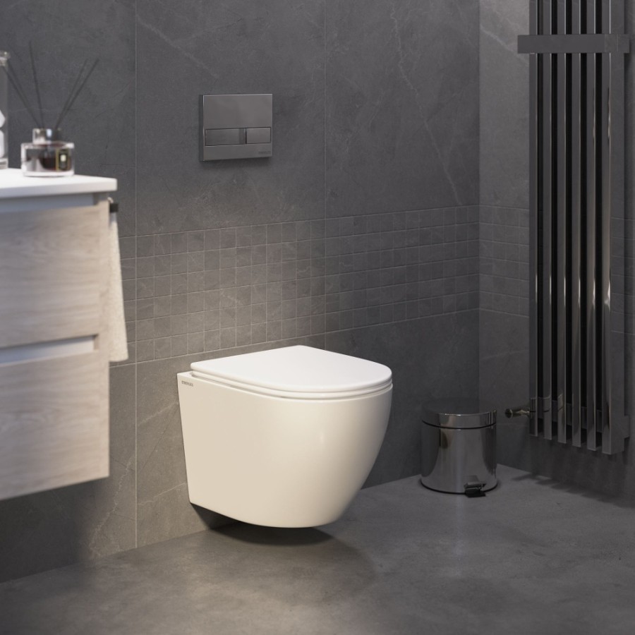 Комплект BERGES: инсталляция NOVUM кнопка L3 хром глянец, унитаз OKUS Rimless 49 см, сиденье дюропласт микролифт, быстросъём