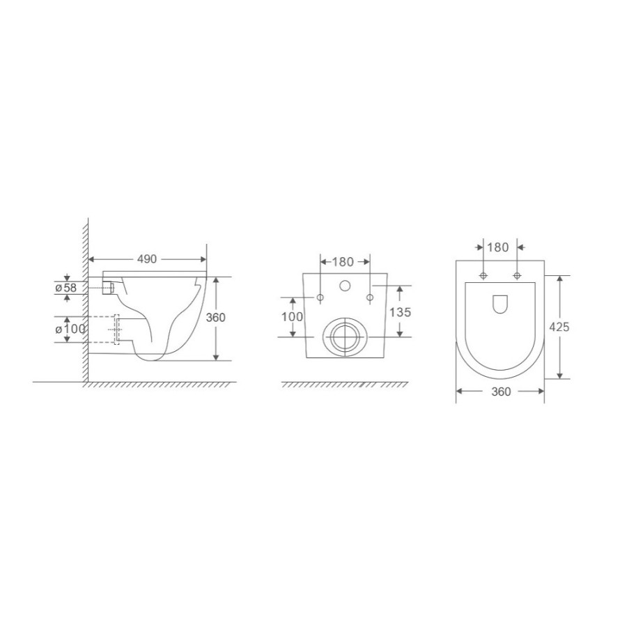 Комплект BERGES: инсталляция АТОМ 410 кнопка Atom черная Soft Touch, унитаз OKUS Rimless 49 см, сиденье дюропласт микролифт, быстросъём