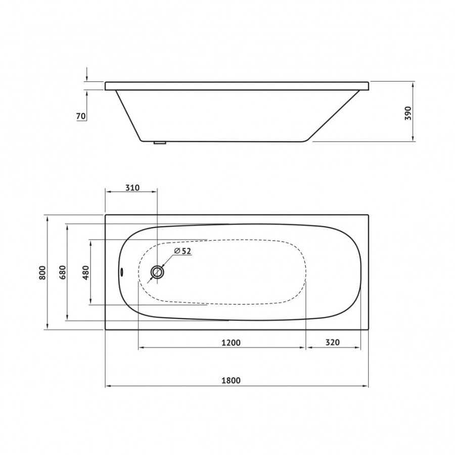 Ванна BERGES акриловая NELU 180x80 с каркасом