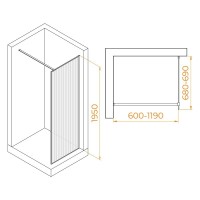 Душевая стенка RGW WA-08W Walk In, 70 см, стекло ribbed ребристое, профиль белый, 06100807-155