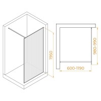 Душевая стенка RGW WA-08W Walk In, 100 см, стекло ribbed ребристое, профиль белый, 06100810-155