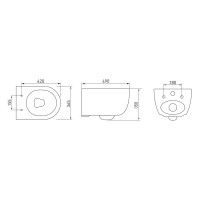 Унитаз BERGES подвесной EGO Real Rimless 49см, сиденье дюропласт Toma Slim SO, микролифт, быстросъем