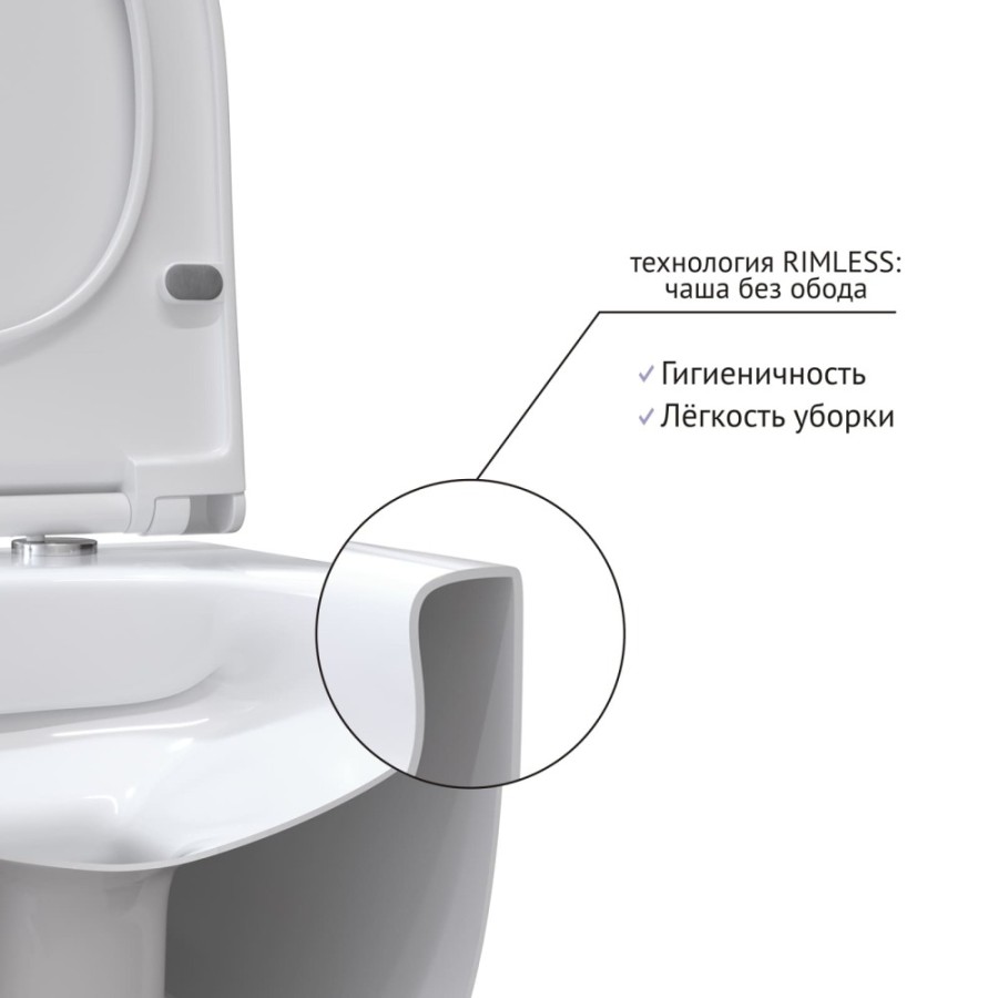 Унитаз BERGES подвесной EGO XL 54 см, сиденье дюропласт Toma SO, микролифт, быстросъем